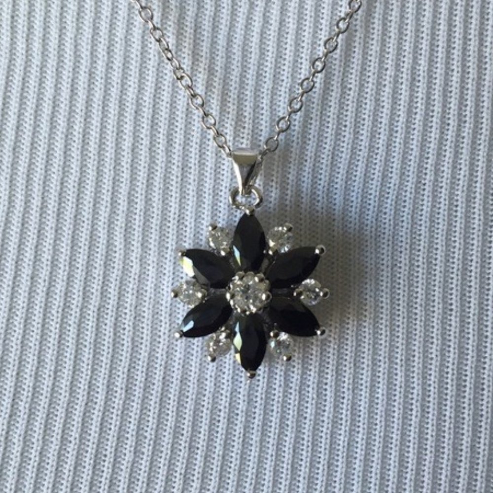 3/$25 Black spinel and white topaz necklace